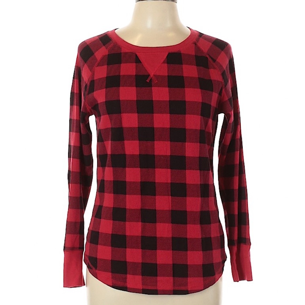 Faded Glory Large Girl’s (12-14) Red & Black Buffalo Check Thermal Shirt